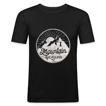 berge mountains spruch outdoor - Männer Slim Fit T-Shirt - Schwarz - Vorne - Nik (191cm)