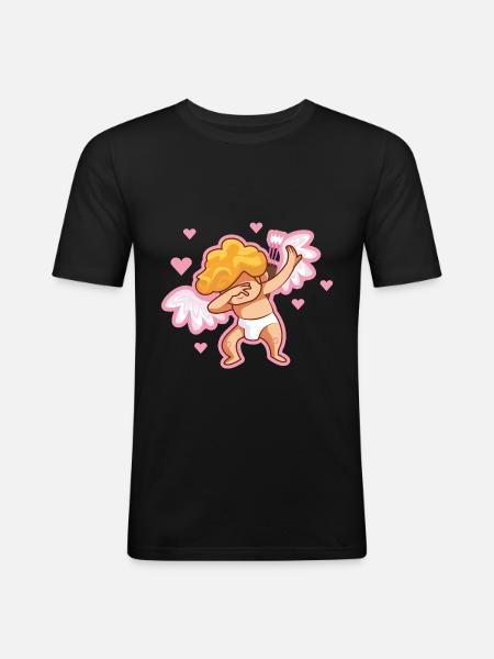 Amor dabbing valentin - T-shirt près du corps Homme - noir