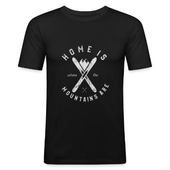 Ski ski bjerge - Herre Slim Fit T-Shirt - sort - Foran - Nik (191cm)
