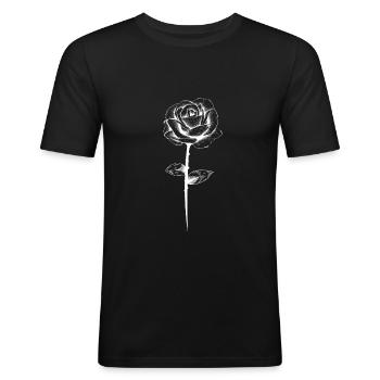 rose blume - Männer Slim Fit T-Shirt - Schwarz - Vorne - Nik (191cm)