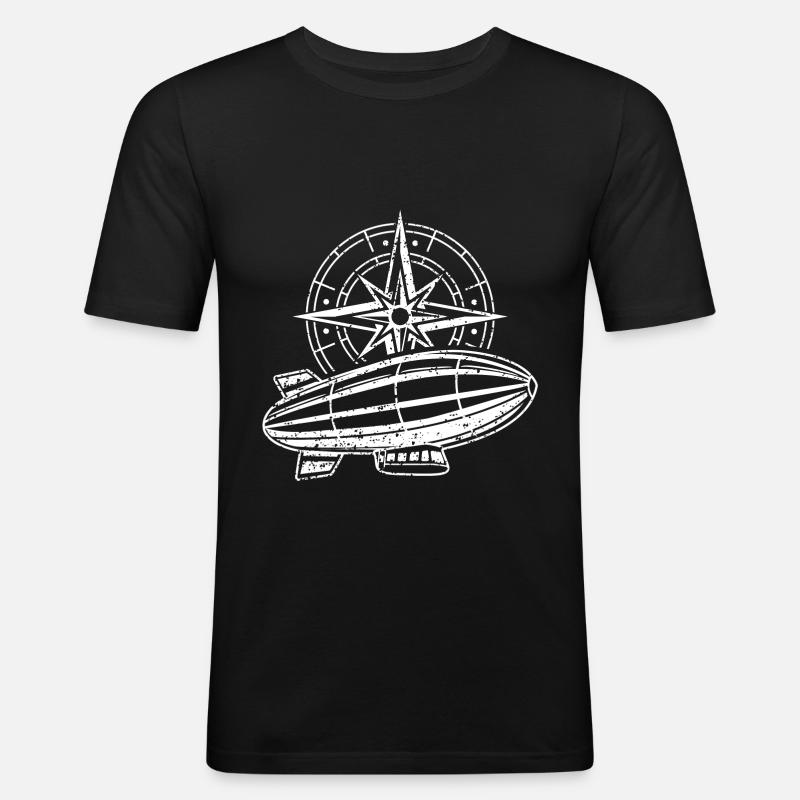 Kompass Reise - Männer Slim Fit T-Shirt - Schwarz