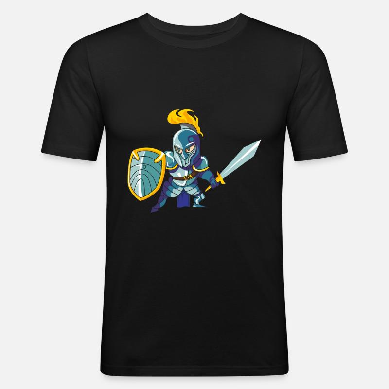 ritter schwert mittelalter comic - Männer Slim Fit T-Shirt - Schwarz