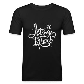 reisen spruch reise - Männer Slim Fit T-Shirt - Schwarz - Vorne - Nik (191cm)