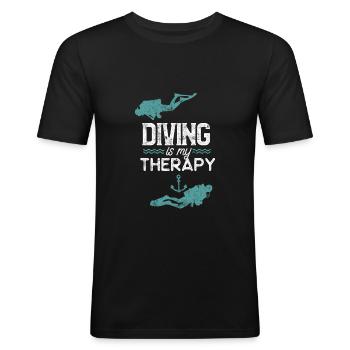 Tauchen Spruch therapie - Männer Slim Fit T-Shirt - Schwarz - Vorne - Nik (191cm)