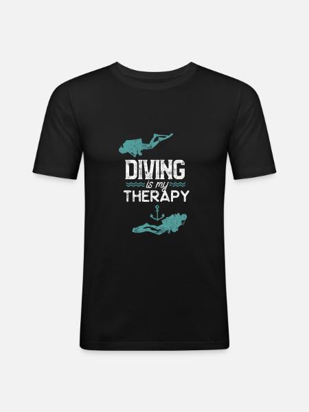 Diving saying therapy - Men's Slim Fit T-Shirt - black