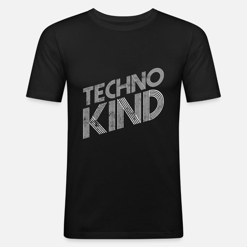 Techno musik - Männer Slim Fit T-Shirt - Schwarz