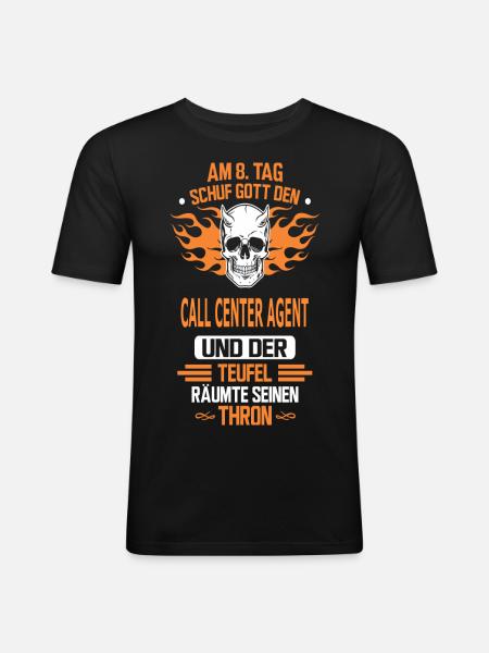 CALL CENTER AGENT - Männer Slim Fit T-Shirt - Schwarz