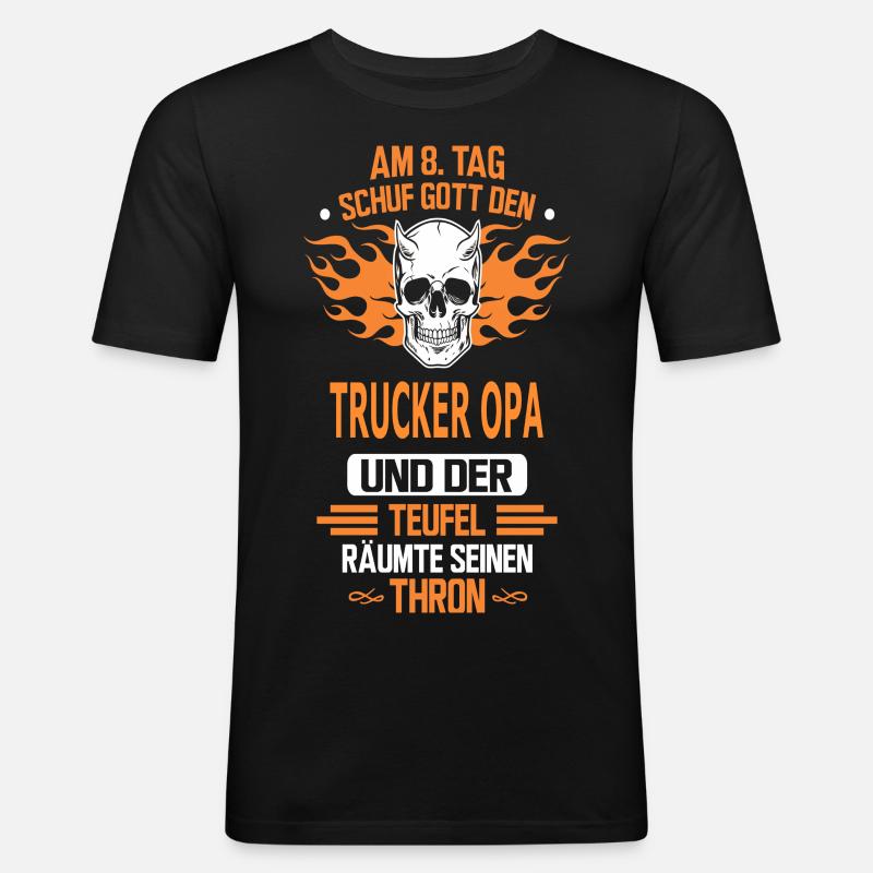 TRUCKER OPA - Männer Slim Fit T-Shirt - Schwarz