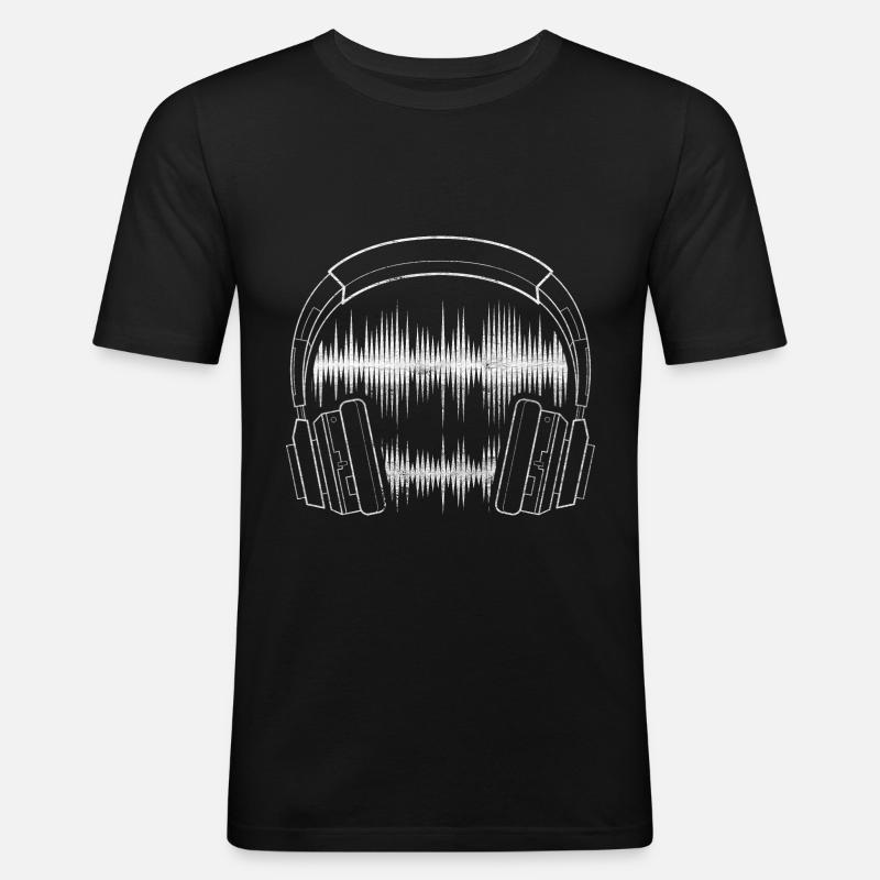 Musik Kopfhörer Equalizer Geschenk Soundwave - Männer Slim Fit T-Shirt - Schwarz