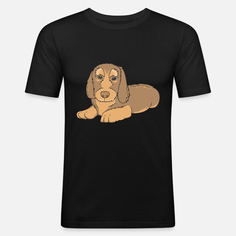 Dachshund Rauhaardackel - Männer Slim Fit T-Shirt - Schwarz