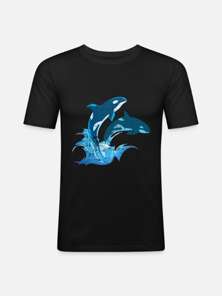 Hval havdyr sværdhval orca - Herre Slim Fit T-Shirt - sort