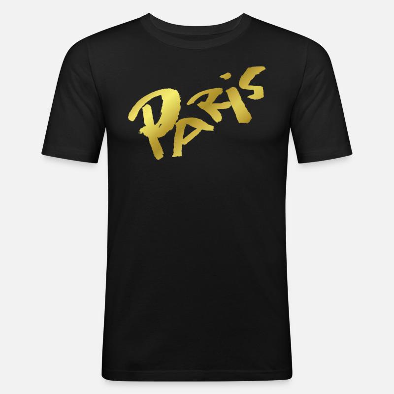 Paris - Männer Slim Fit T-Shirt - Schwarz