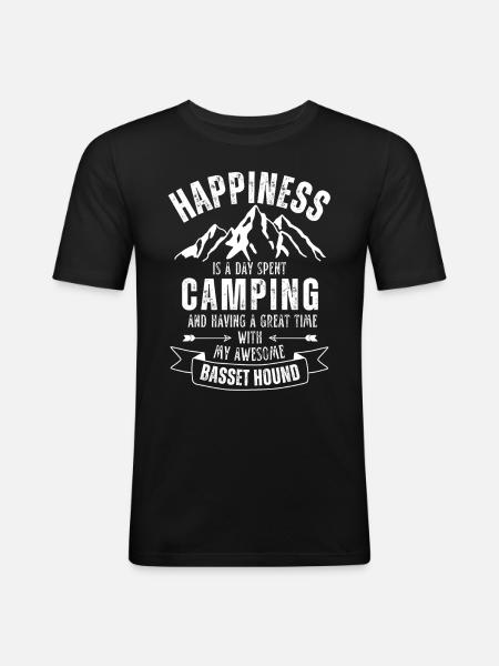 Camping et Basset-Hound - T-shirt près du corps Homme - noir