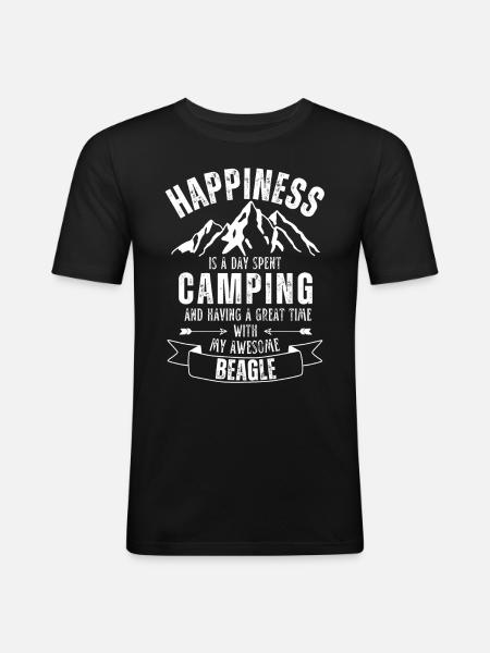 Camping and Beagle - Men's Slim Fit T-Shirt - black