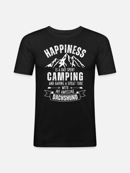 Camping et teckels - T-shirt près du corps Homme - noir
