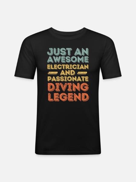 Electrician Diving retro - Men's Slim Fit T-Shirt - black