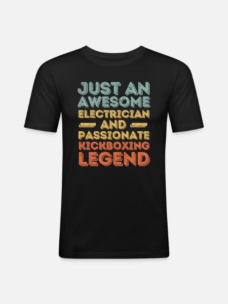 Elektriker Kickboxen retro - Männer Slim Fit T-Shirt - Schwarz