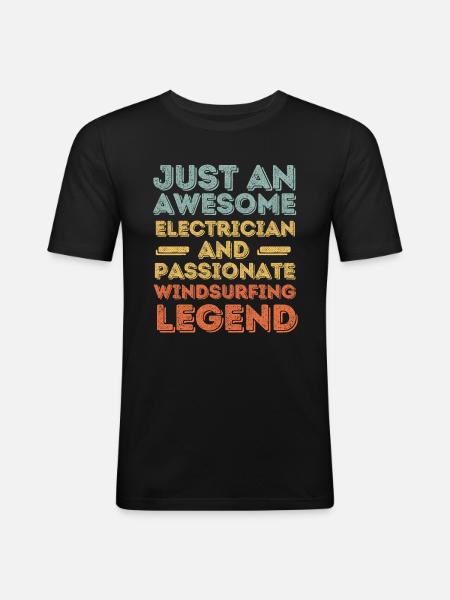 Electrician windsurfing retro - Men's Slim Fit T-Shirt - black