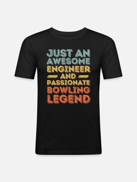Engineer Bowling retro - Men's Slim Fit T-Shirt - black