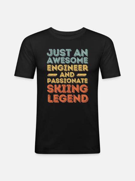 Engineer skiing retro - Men's Slim Fit T-Shirt - black