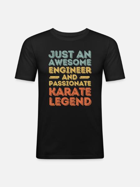 Engineer Karate retro - Men's Slim Fit T-Shirt - black