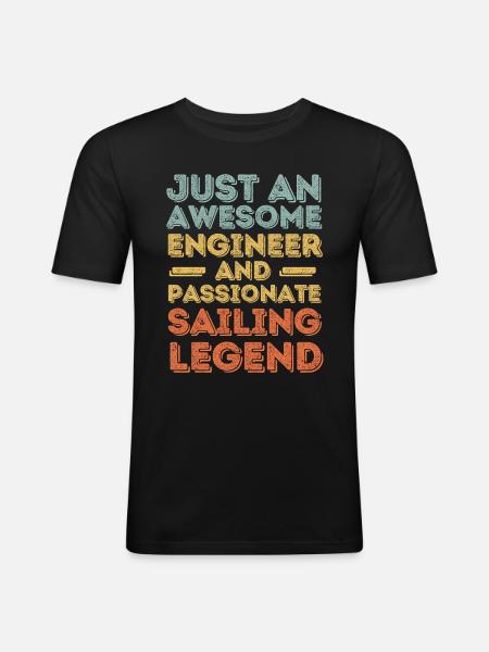 Engineer sailing retro - Men's Slim Fit T-Shirt - black