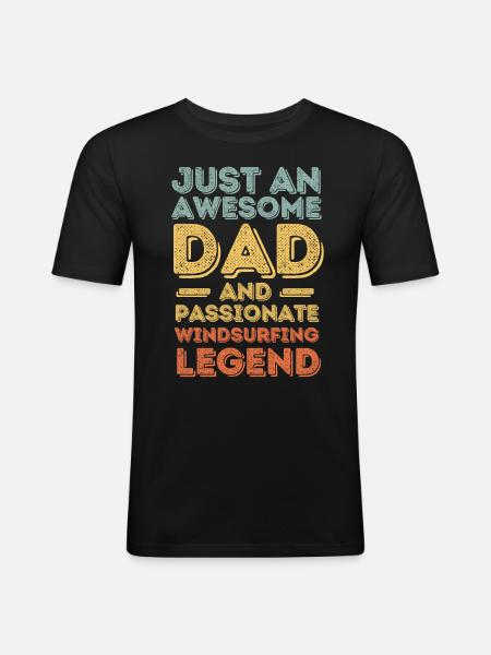 Dad windsurfing retro - Men's Slim Fit T-Shirt - black
