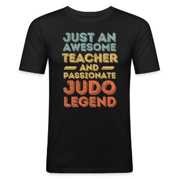Teacher Judo retro - Men's Slim Fit T-Shirt - black - Front - Nik (191cm)