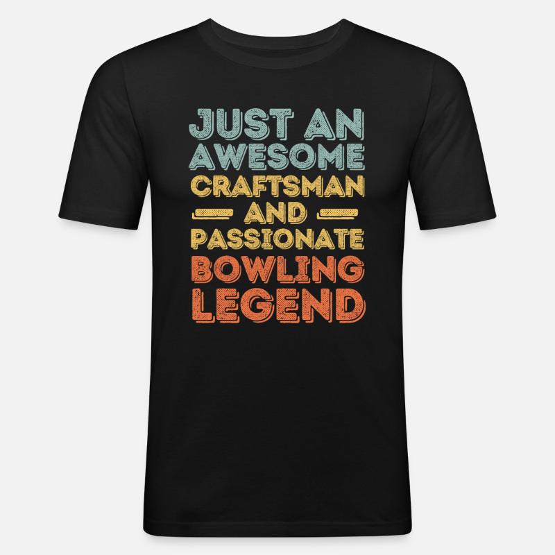 Handwerker Bowling retro - Männer Slim Fit T-Shirt - Schwarz