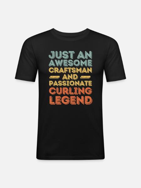 Craftsman Curling retro - Men's Slim Fit T-Shirt - black