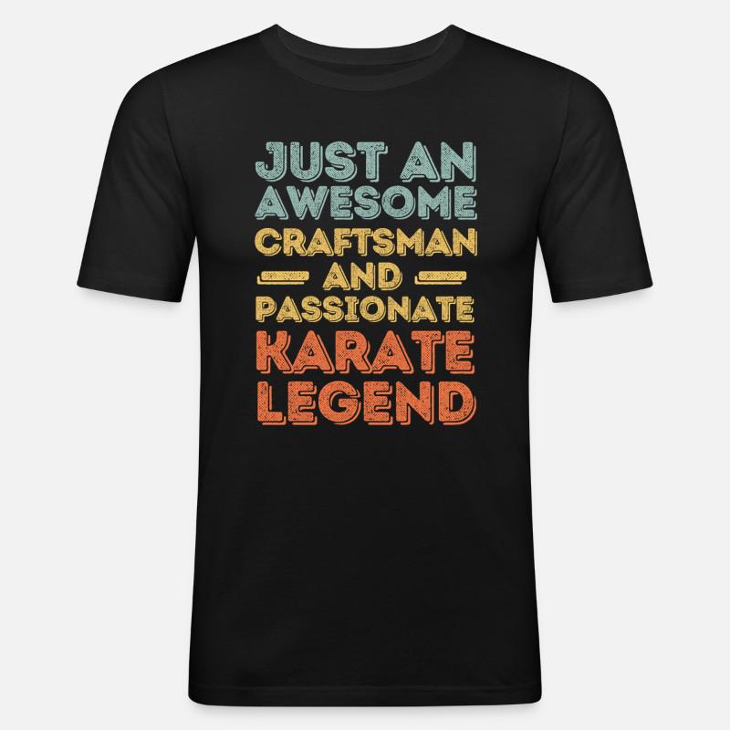 Handwerker Karate retro - Männer Slim Fit T-Shirt - Schwarz