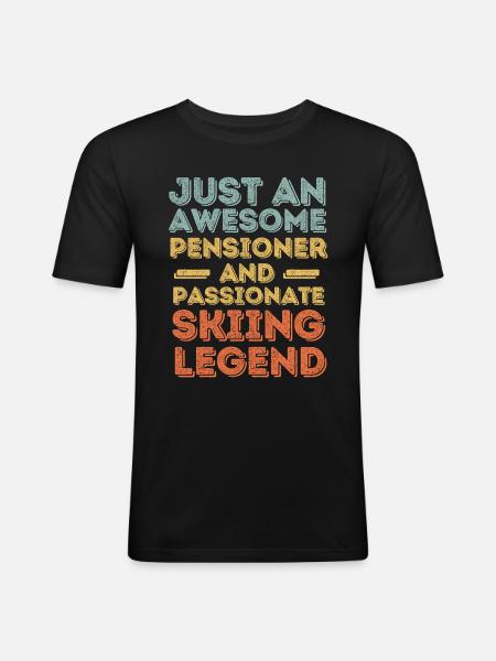 Pensioners skiing retro - Men's Slim Fit T-Shirt - black