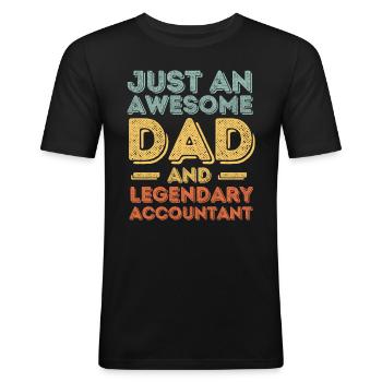 Papa Buchhalter Vatertag - Männer Slim Fit T-Shirt - Schwarz - Vorne - Nik (191cm)