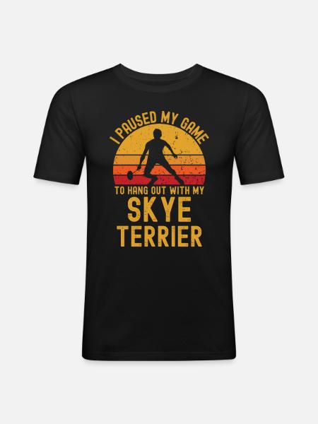 Badminton and Skye Terrier - Men's Slim Fit T-Shirt - black