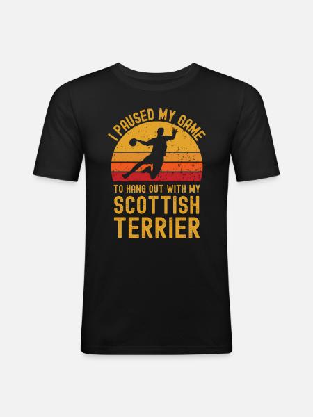 Handball and Scottish-Terrier - Men's Slim Fit T-Shirt - black