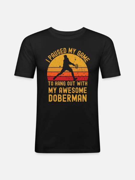 Tennis and Doberman - Men's Slim Fit T-Shirt - black