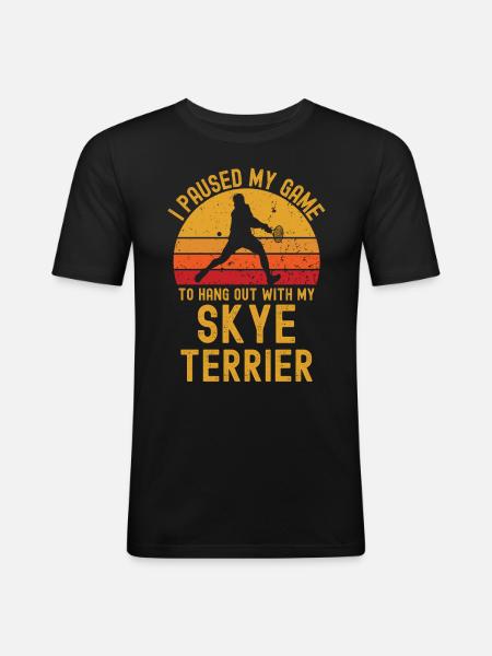 Tennis und Skye-Terrier - Männer Slim Fit T-Shirt - Schwarz