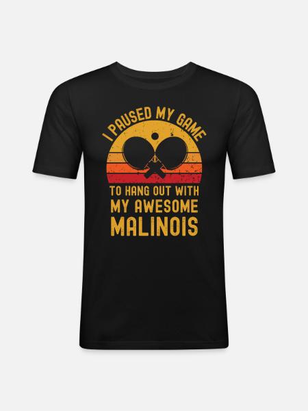 Table tennis and Malinois - Men's Slim Fit T-Shirt - black