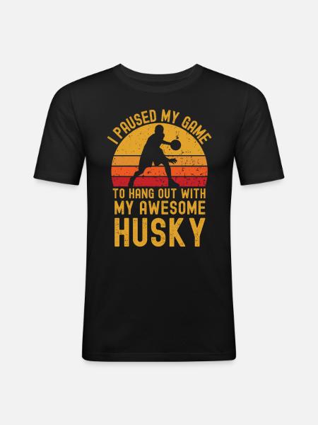 Basketball and Husky - Men's Slim Fit T-Shirt - black