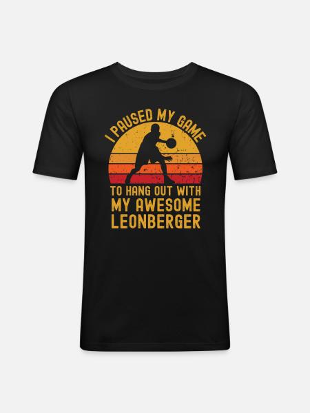 Basketball und Leonberger - Männer Slim Fit T-Shirt - Schwarz