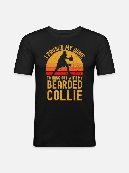 Basketball and Bearded-Collie - Men's Slim Fit T-Shirt - black
