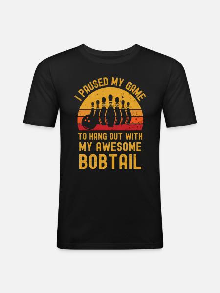 Bowling and Bobtail - Men's Slim Fit T-Shirt - black