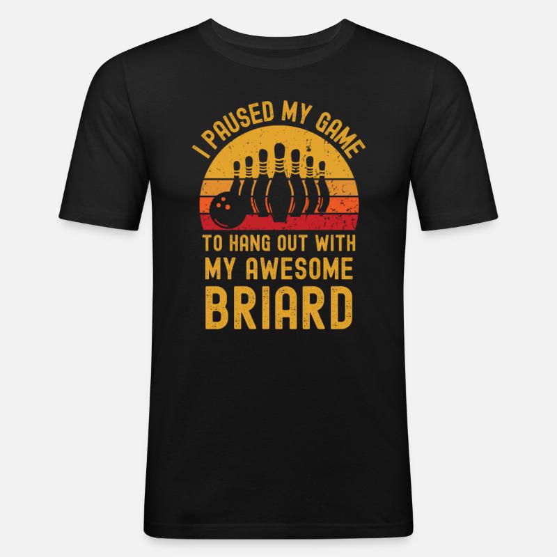 Bowling und Briard - Männer Slim Fit T-Shirt - Schwarz