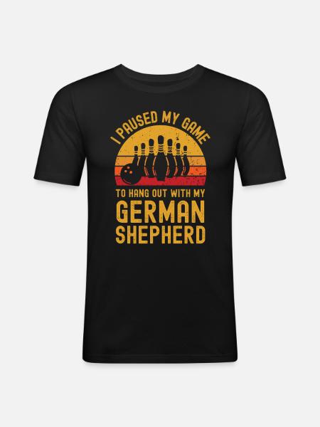 Bowling and German Shepherd - Men's Slim Fit T-Shirt - black