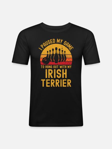 Bowling und Irish-Terrier - Männer Slim Fit T-Shirt - Schwarz
