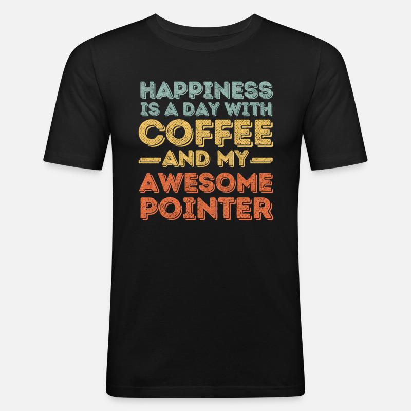 Pointer Kaffee Hund Cafe - Männer Slim Fit T-Shirt - Schwarz