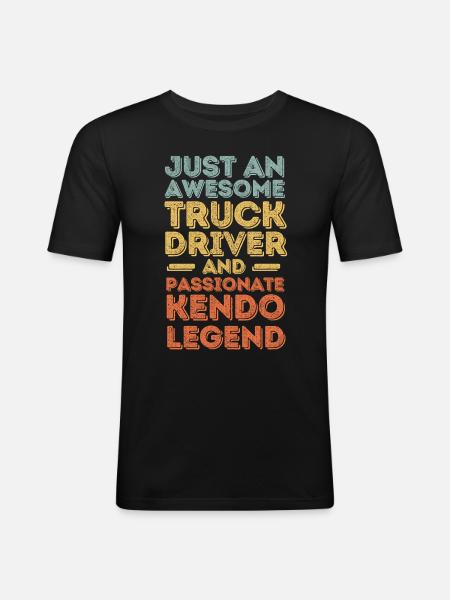 Truck driver Kendo retro - Men's Slim Fit T-Shirt - black