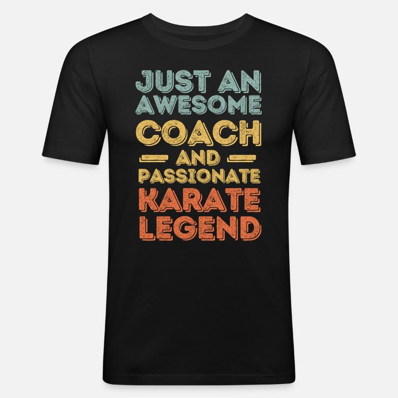 Trainer Karate retro - Männer Slim Fit T-Shirt - Schwarz