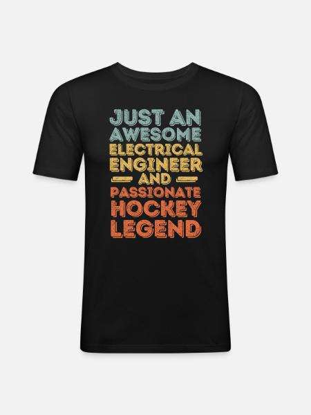 Electrical Engineer Hockey retro - Men's Slim Fit T-Shirt - black