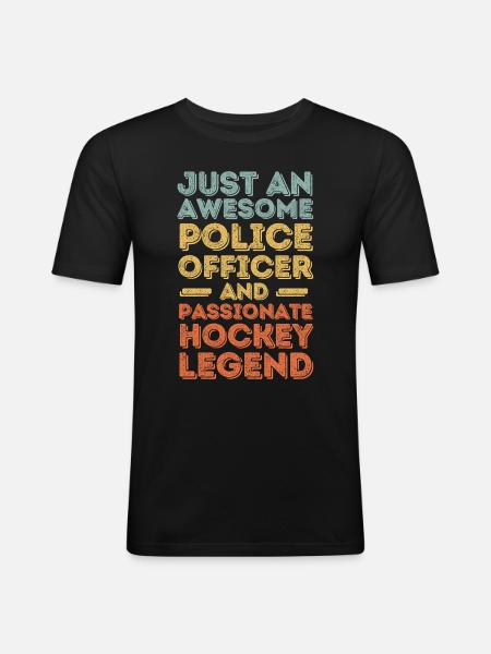 Policeman Hockey retro - Men's Slim Fit T-Shirt - black